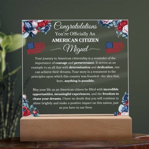 Neuer Bürger Geschenk für neuen amerikanischen Bürger Personalisierte Plakette für neue USA Bürgerschaft Geschenk für Einwanderungsbürger Geschenk zur Einbürgerung