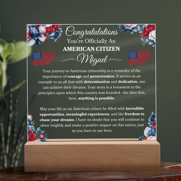 New Citizen Gift For New American Citizen Personalized Plaque For New USA Citizenship Gift For Immigrant Citizen Gift For Naturalization