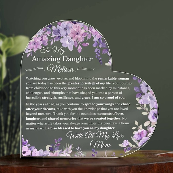 To My Daughter Personalized Plaque For Daughter Gift From Mom To Daughter Birthday Gift For Graduation Gift From Parent To Daughter Keepsake