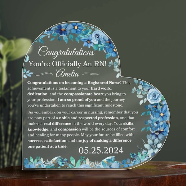 New Registered Nurse Personalized Plaque Gift For New RN Graduation Gift For New Nurse Gift For Birthday Present Memory Keepsake For Nursing