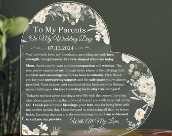 Mom and Dad Wedding Day Gift From The Bride/Groom Personalized Plaque For Parents Of The Bride/Groom's Parents Wedding Memory Keepsake Gifts