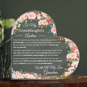 Placa personalizada para minha neta, presente para neta, presente da avó para neto, presente de aniversário personalizado, lembrança de memória