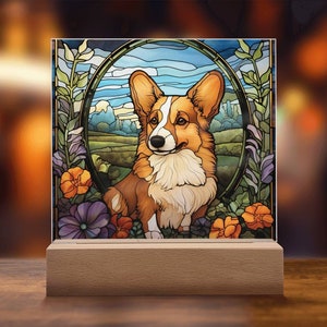 Corgi Faux Stained Glass Acrylic Plaque Gift For Dog Mom Gifts For Dog Person Gift For Corgi Mom Decoration Gift For Dog Memorial Plaque