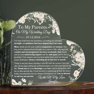 Regalo del día de la boda de mamá y papá de la novia/el novio Placa personalizada para los padres de los padres de la novia/del novio Regalos de recuerdo de la boda