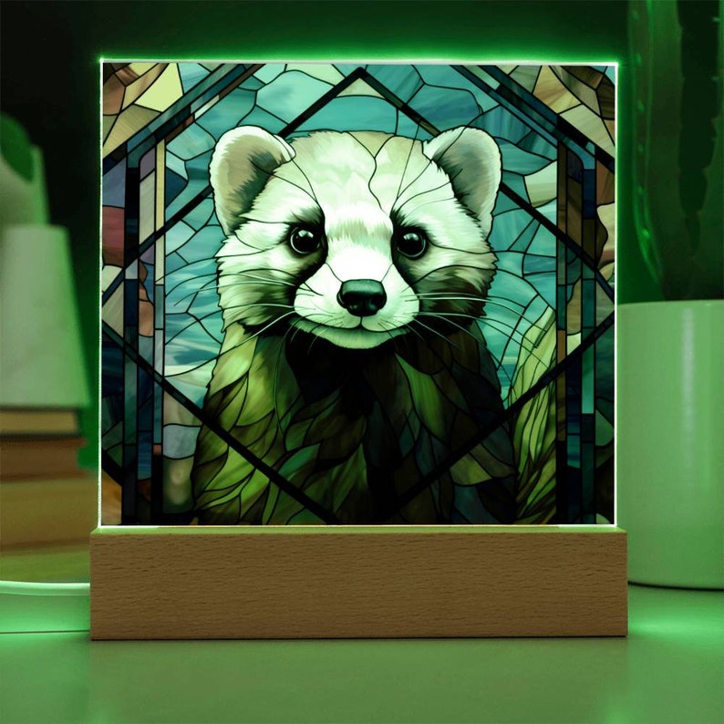 Ferret Faux Stained Glass Acrylic Plaque for Animal Lover Gift for ...