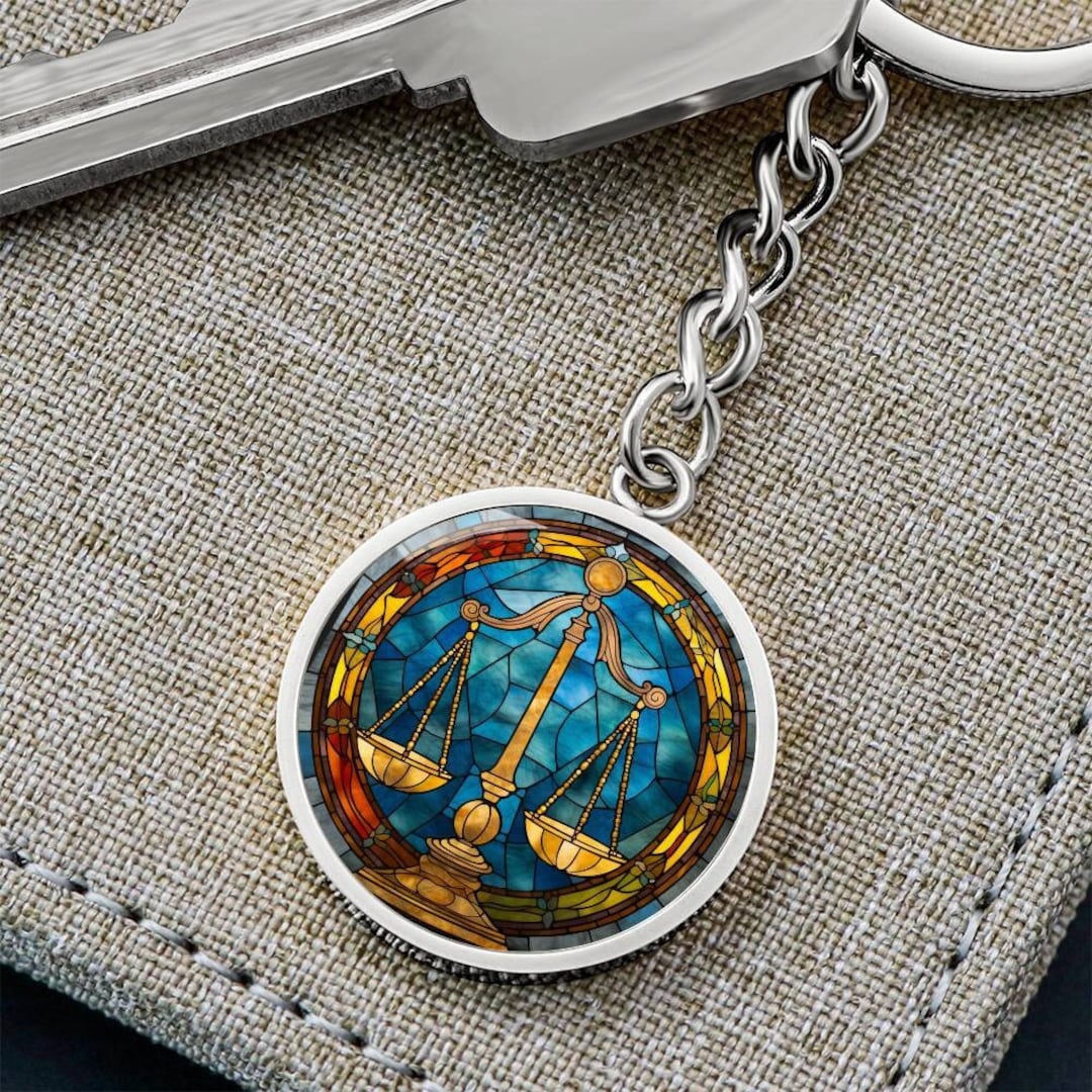 Scales of Justice Stained Glass Personalized Keychain for New Etsy