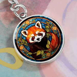 Porte-clés personnalisé en vitrail panda rouge pour amoureux des pandas Cadeau pour amoureux des animaux Cadeau pour anniversaire Porte-clés Cadeaux de Noël pour elle image 8