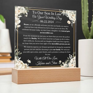 Son in Law Wedding Day Gift Personalized Plaque for Wedding Gift for ...