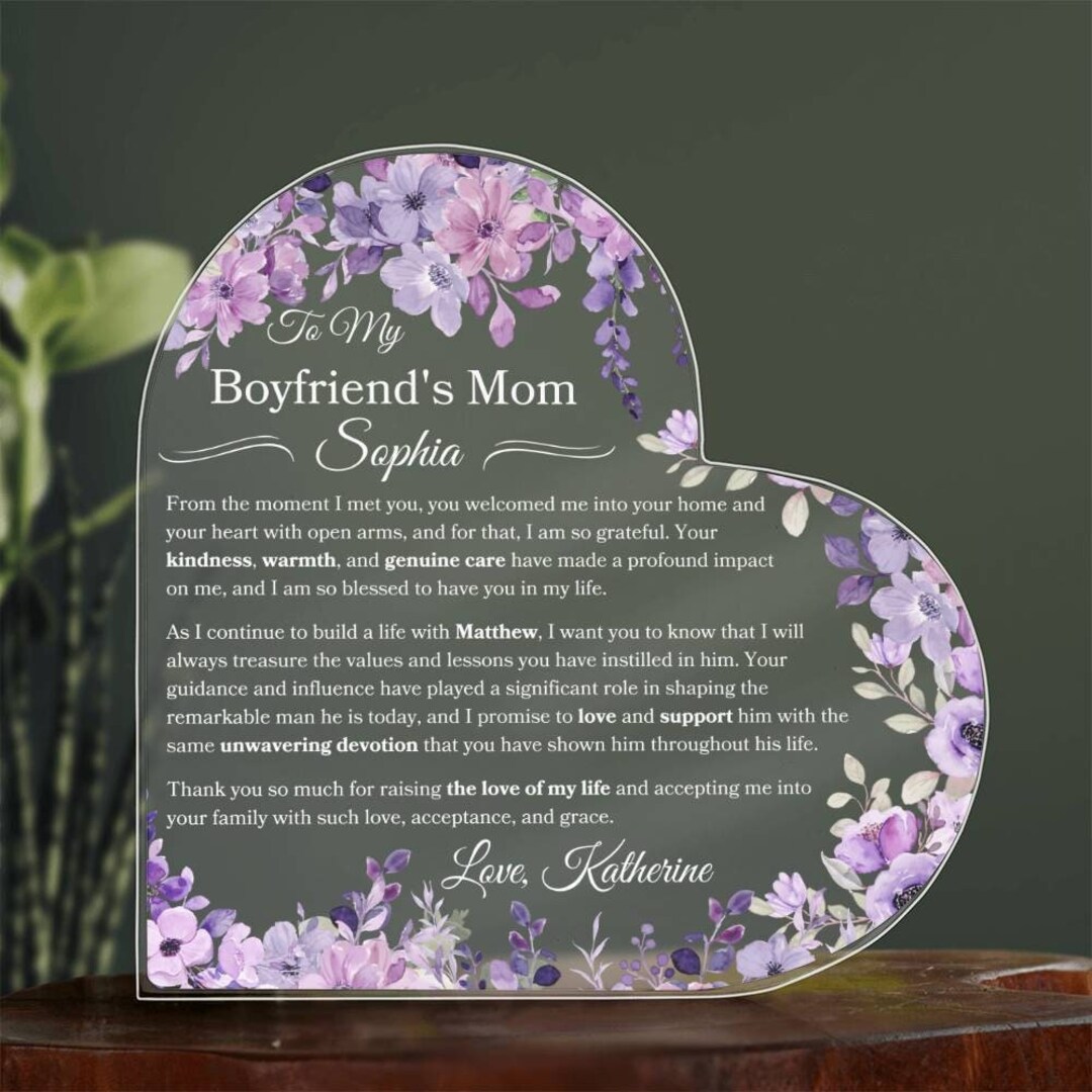 To My Boyfriend's Mom Gift for Birthday Personalized Plaque for