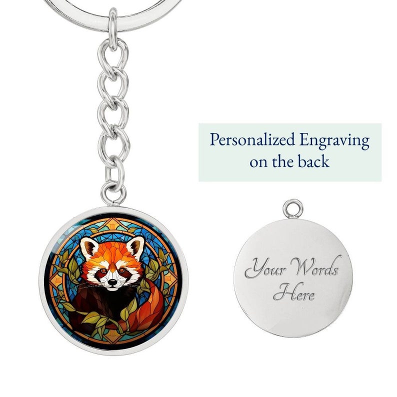 Red Panda Stained Glass Personalized Keychain Gift For Panda Lover Gift For Animal Lover Gift For Birthday Keychain Christmas Gifts For Her