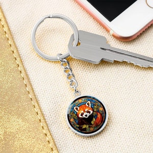 Red Panda Stained Glass Personalized Keychain Gift For Panda Lover Gift For Animal Lover Gift For Birthday Keychain Christmas Gifts For Her