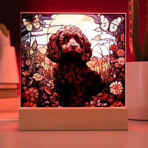 Stained Glass Cockapoo Chocolate Cockapoo Faux Stained Glass Acrylic Plaque Gift for Dog Mom ...
