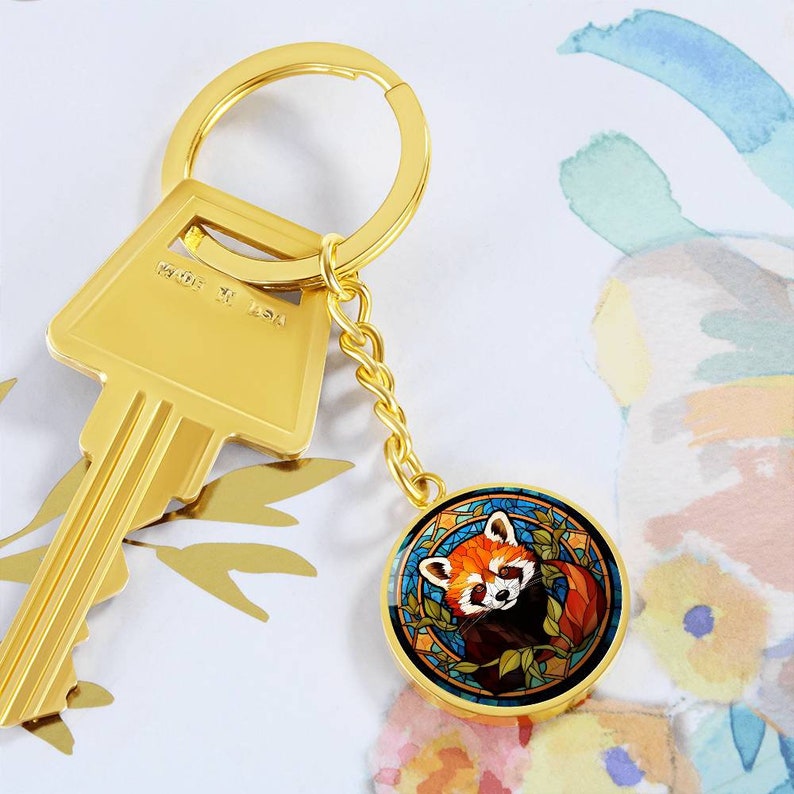 Porte-clés personnalisé en vitrail panda rouge pour amoureux des pandas Cadeau pour amoureux des animaux Cadeau pour anniversaire Porte-clés Cadeaux de Noël pour elle image 9