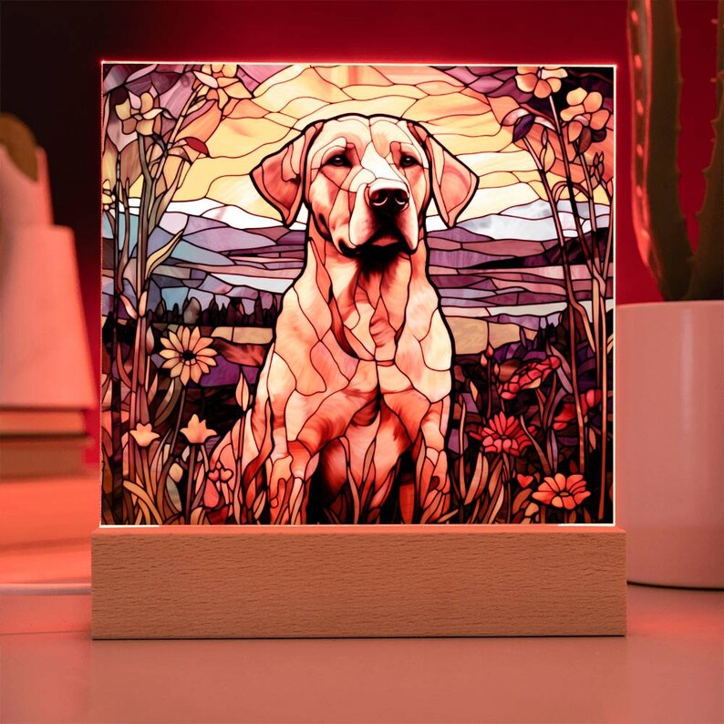 Labrador Retriever Faux Stained Glass Acrylic Plaque Gift For Dog Mom Gifts For Dog Person Gift For Pet Owner Gift For Dog Memorial Plaque