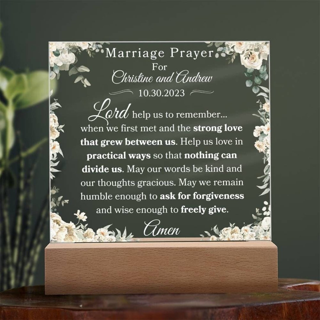 Marriage Prayer Personalized Plaque for Christian Wedding Gift for ...