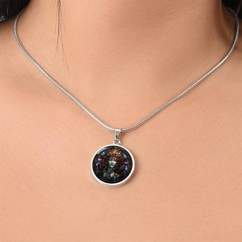 Medusa Faux Stained Glass Personalized Pendant Necklace For Greek Mythology Lover Gift For Birthday Present Medusa Jewelry Gifts