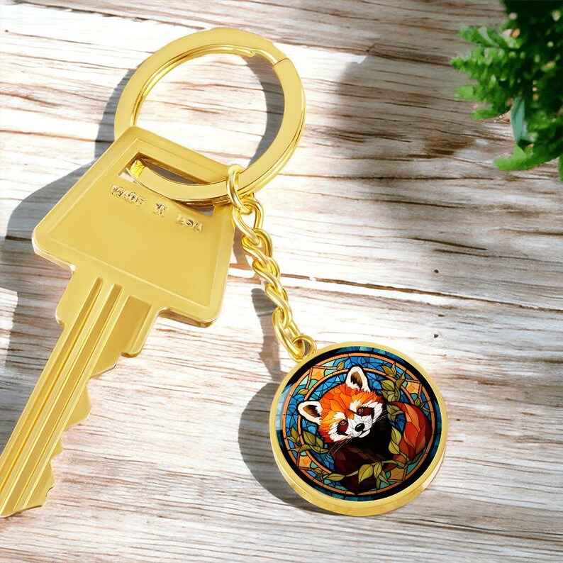 Porte-clés personnalisé en vitrail panda rouge pour amoureux des pandas Cadeau pour amoureux des animaux Cadeau pour anniversaire Porte-clés Cadeaux de Noël pour elle image 7