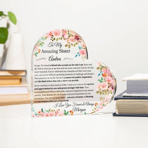To My Sister Personalized Heart Plaque for Sister Birthday Gift From Sister Christmas Gifts for ...