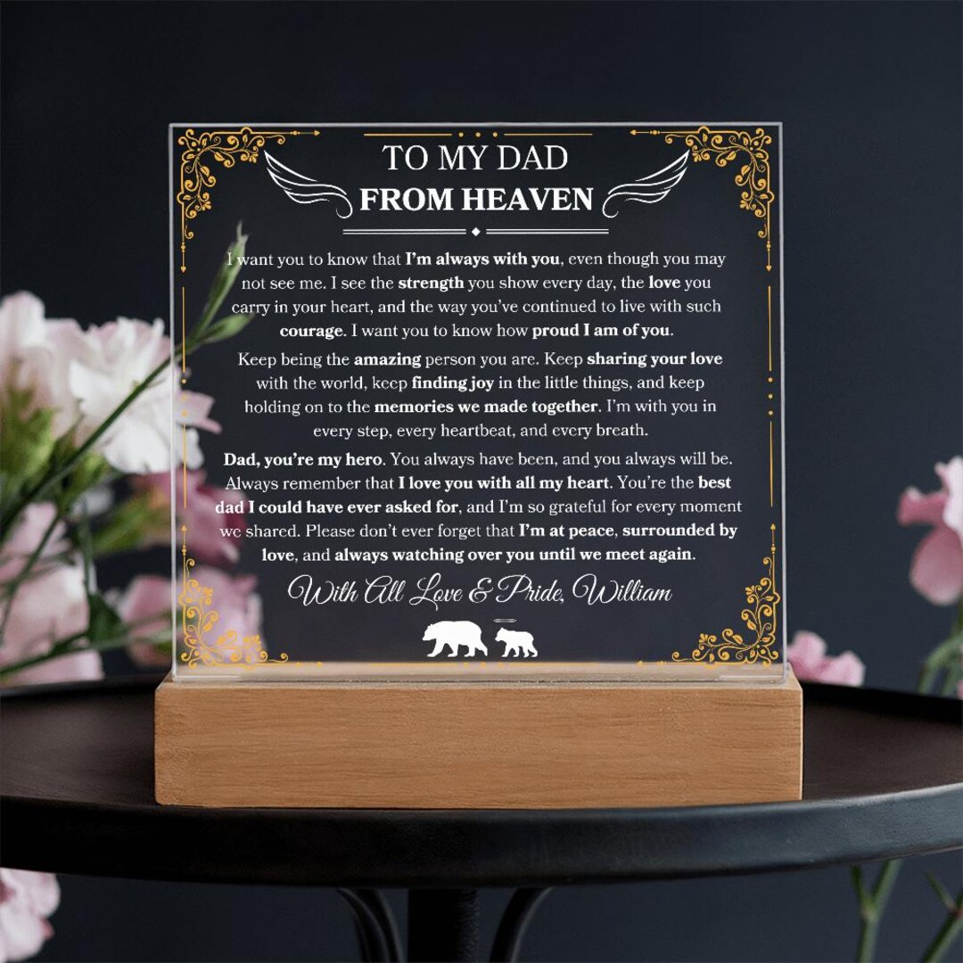 Regalo Di Condoglianze 'A Letter From Heaven' - Cuore In Acrilico Con Incisione, Farfalla, Per Commemorare Madre, Padre, Marito, Figlio, Conforto Affetto