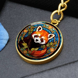 Porte-clés personnalisé en vitrail panda rouge pour amoureux des pandas Cadeau pour amoureux des animaux Cadeau pour anniversaire Porte-clés Cadeaux de Noël pour elle image 5