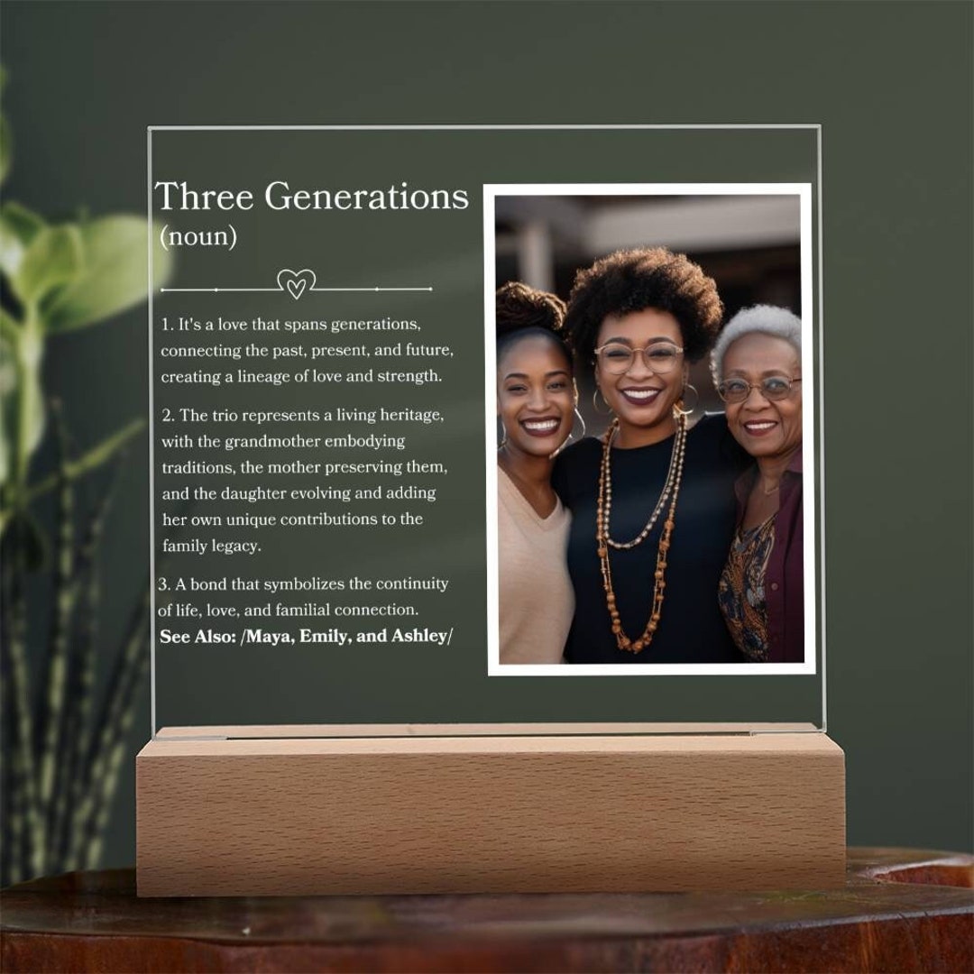 Three Generations Noun Definition Plaque Gift for Mother's Day Gift for