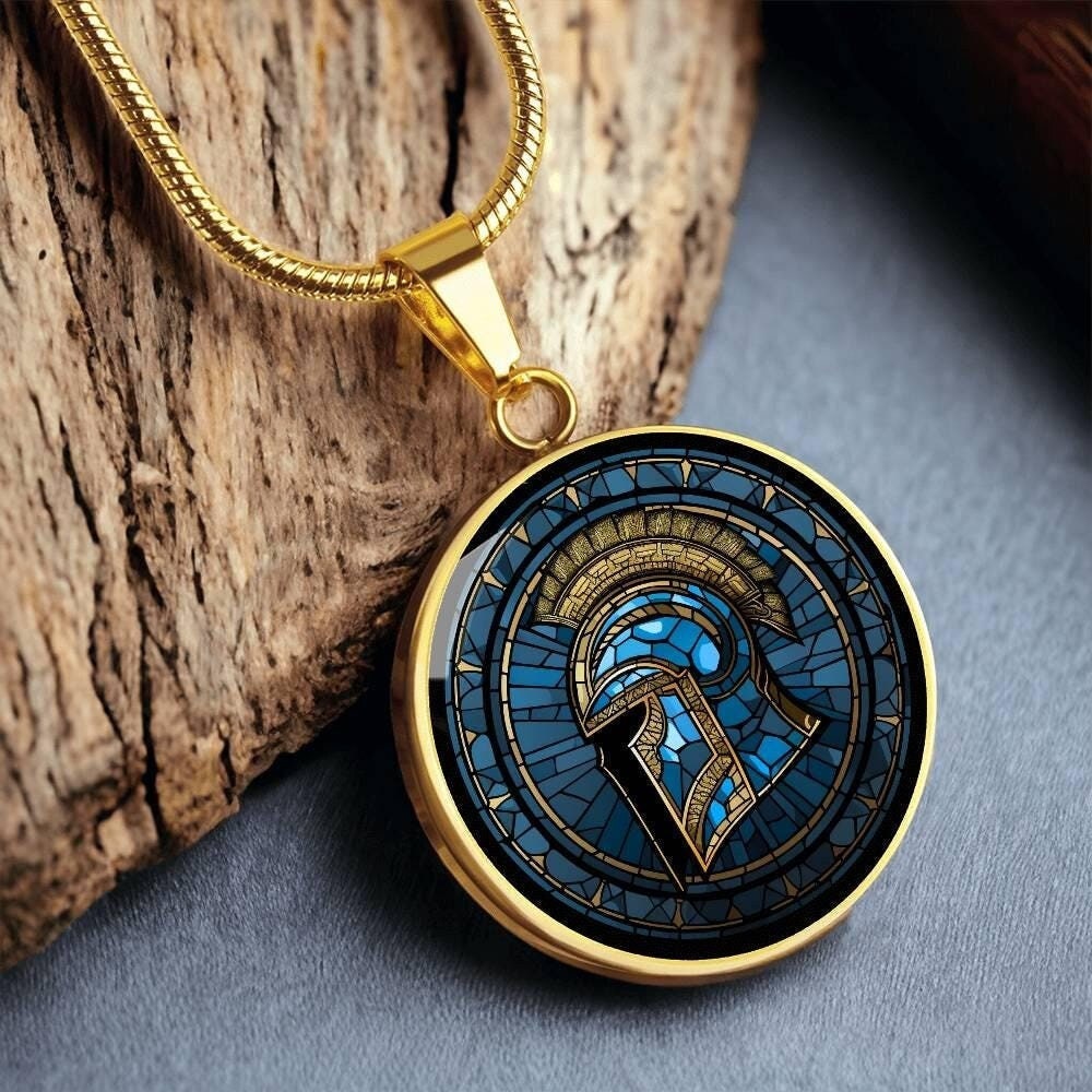 1 Vintage Solid Brass Spartan Roman Warrior Head 29mm. Round Bead