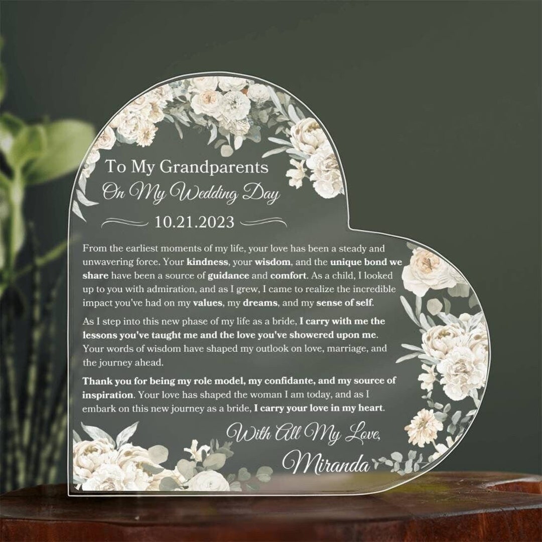 Grandparents of the Bride Personalized Plaque for Grandparents From