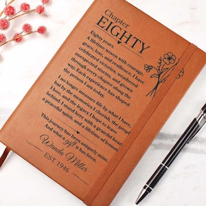 Custom Chapter Eighty Notebook, Personalized 80th Birthday Gift, Chapter 80 Birthflower Journal, Turning 80 Milestone, Unique Birthday