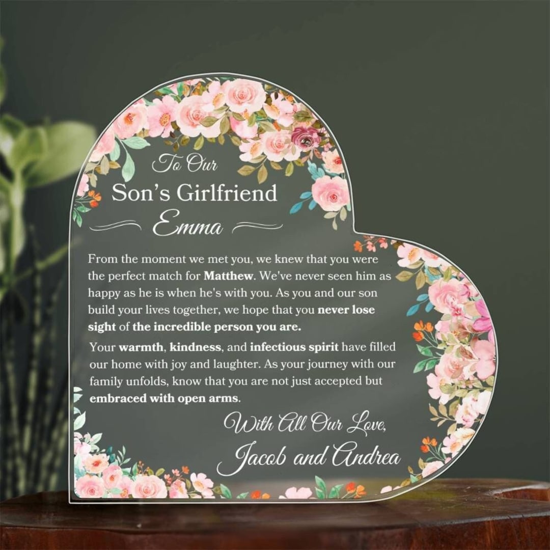 To My Son's Girlfriend Personalized Plaque Gift for Son's Girlfriend