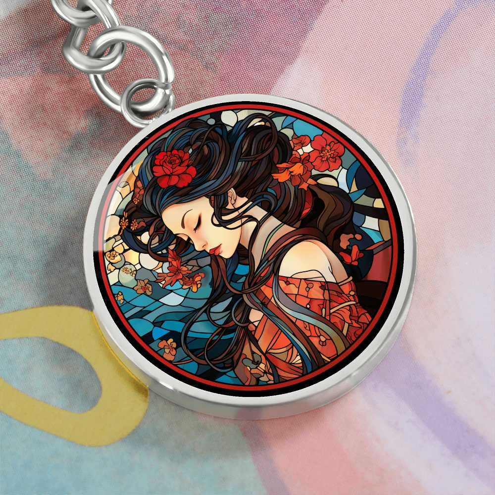 芸者をモチーフにしたペンダントキーホルダー。日本をモチーフにした