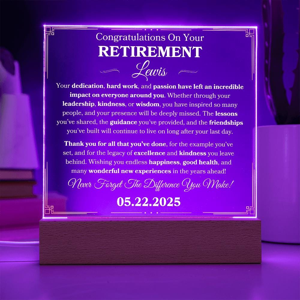 Happy Retirement Gift for Coworker Retirement Personalized LED Plaque ...