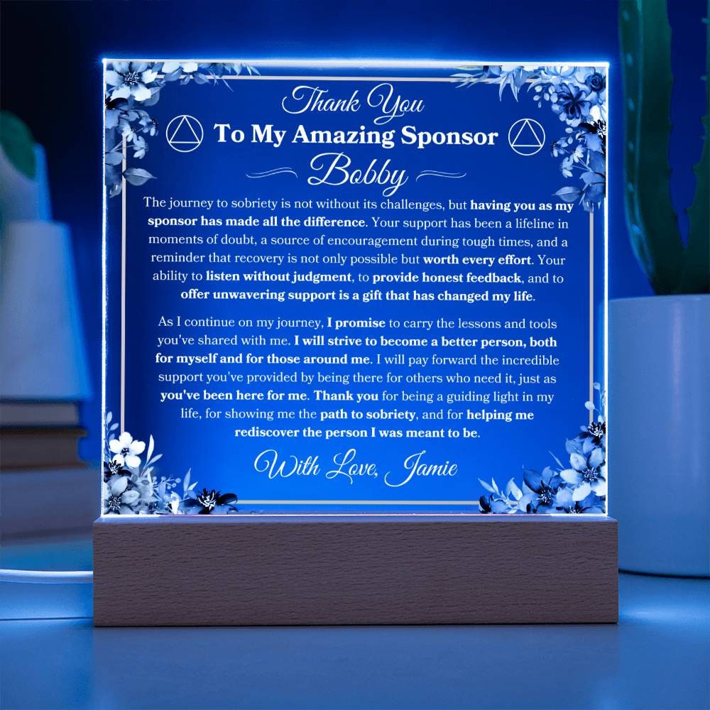 Alcoholics Anonymous Sponsor Personalized Plaque Gift for AA Sponsor ...