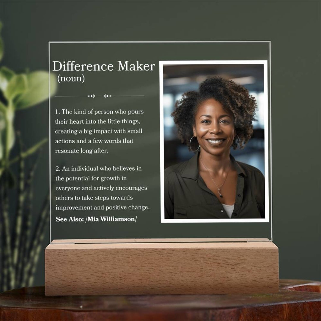Difference Maker Noun Definition Plaque for Personalized Gift for