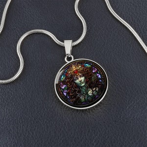 Medusa Faux Stained Glass Personalized Pendant Necklace For Greek Mythology Lover Gift For Birthday Present Medusa Jewelry Gifts
