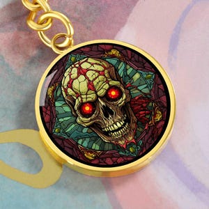 Zombie Personalized Pendant Keychain For Zombie Lover Gift For Halloween Inspired Keychain For Horror Movie Fan Gift For Zombie Keychain