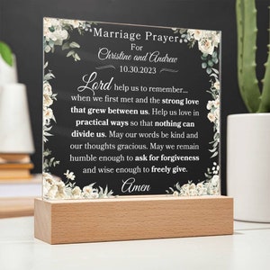 Marriage Prayer Personalized Plaque for Christian Wedding Gift for ...