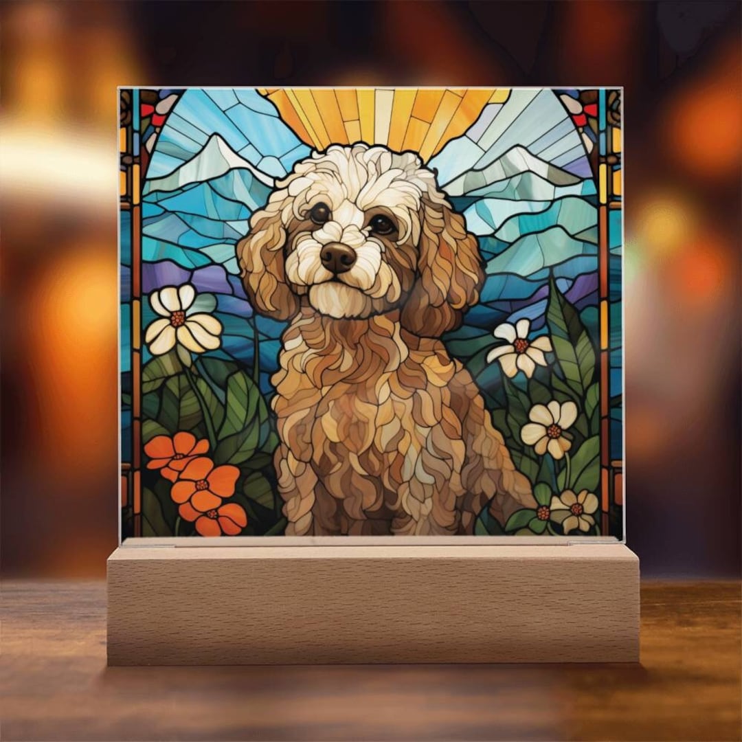 Stained Glass Cockapoo Cockapoo Dog Faux Stained Glass Acrylic Plaque for Dog Mom Gift for ...