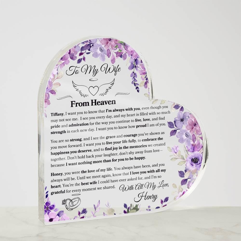 Targa Commemorativa Per Marito In Legno - Pensiero D'Amore Eterno Con Piume E Cuori - Regalo Di Cordoglio E Ricordo Per Perdita Marito - 4