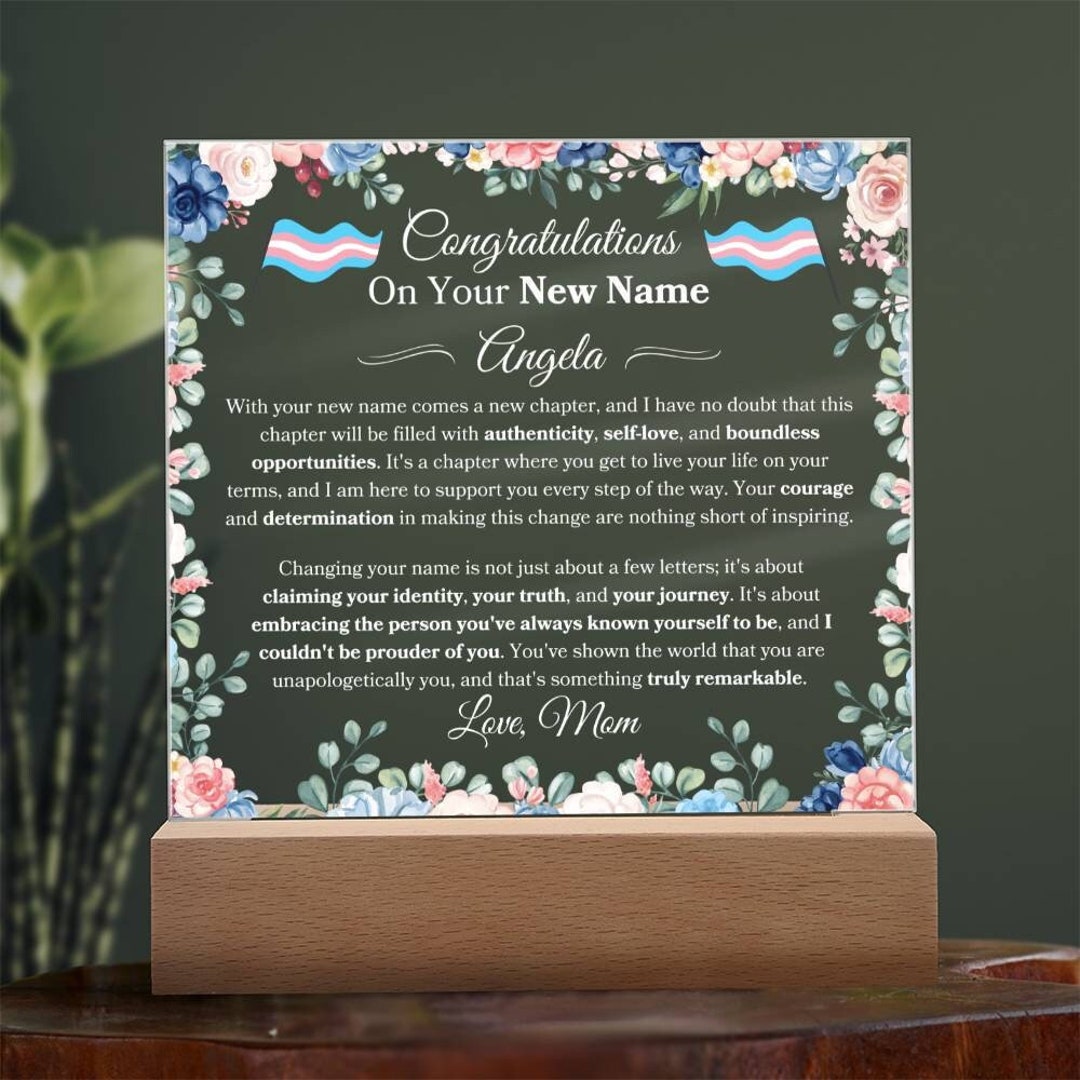 Transgender Name Change Personalized Plaque Gift for Etsy UK