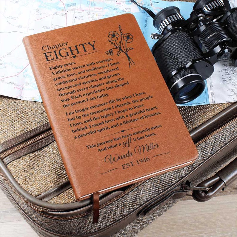 Custom Chapter Eighty Notebook, Personalized 80th Birthday Gift, Chapter 80 Birthflower Journal, Turning 80 Milestone, Unique Birthday