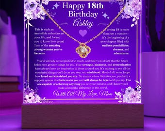 Glückliches 18. Geburtstagsgeschenk für das Drehen 18 Personalisierte Plakette / Halskette Geschenk für Achtzehnter Geburtstagsgeschenk Schmuck für den 18. Geburtstag Andenken