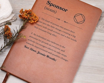 Narcotics Anonymous Sponsor Noun Definition Personalized Journal For Sobriety Anniversary Gift For NA Sponsor Birthday Present For Keepsake