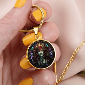 Medusa Faux Stained Glass Personalized Pendant Necklace For Greek Mythology Lover Gift For Birthday Present Medusa Jewelry Gifts
