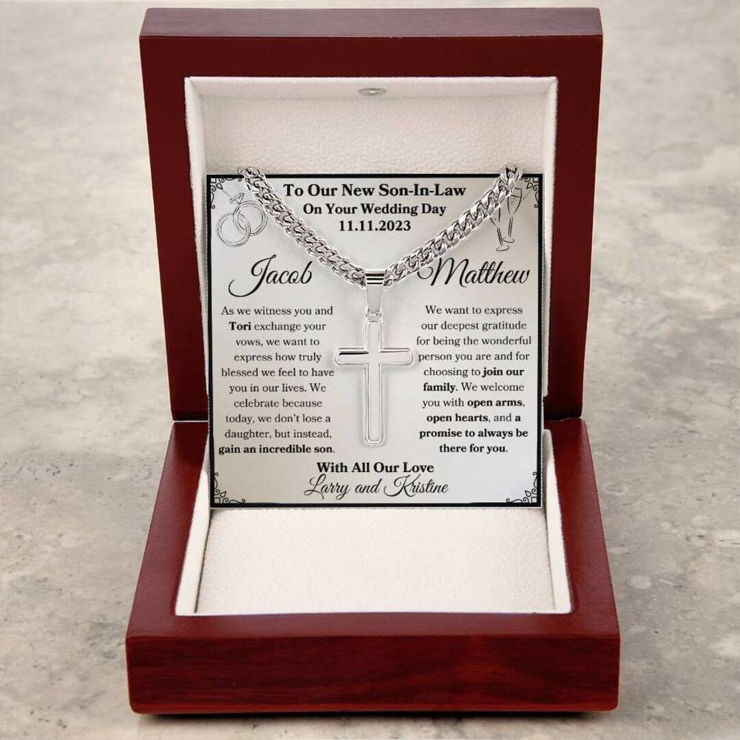 Son in Law Gift on Wedding Day Personalized Cross Necklace for New Son ...