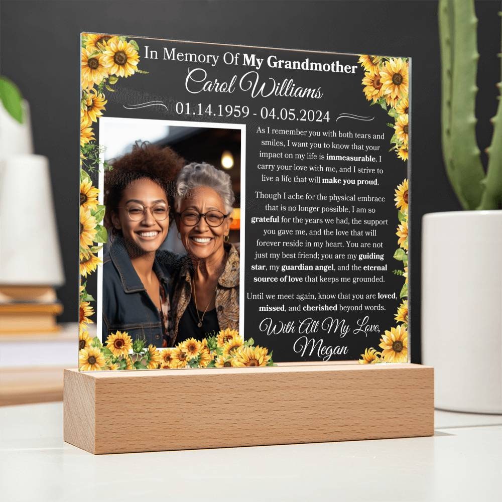 Loss of Grandmother Personalized Memorial Plaque for Late Grandma ...