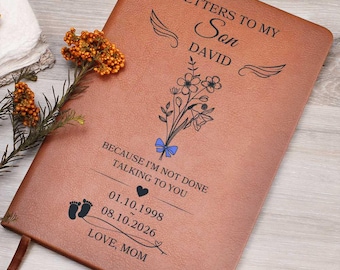 Custom Son Memorial Grief Journal, Personalized Loss Of Son Notebook, Letters To Son In Heaven From Mom, Child Loss Memory Keepsake Gift