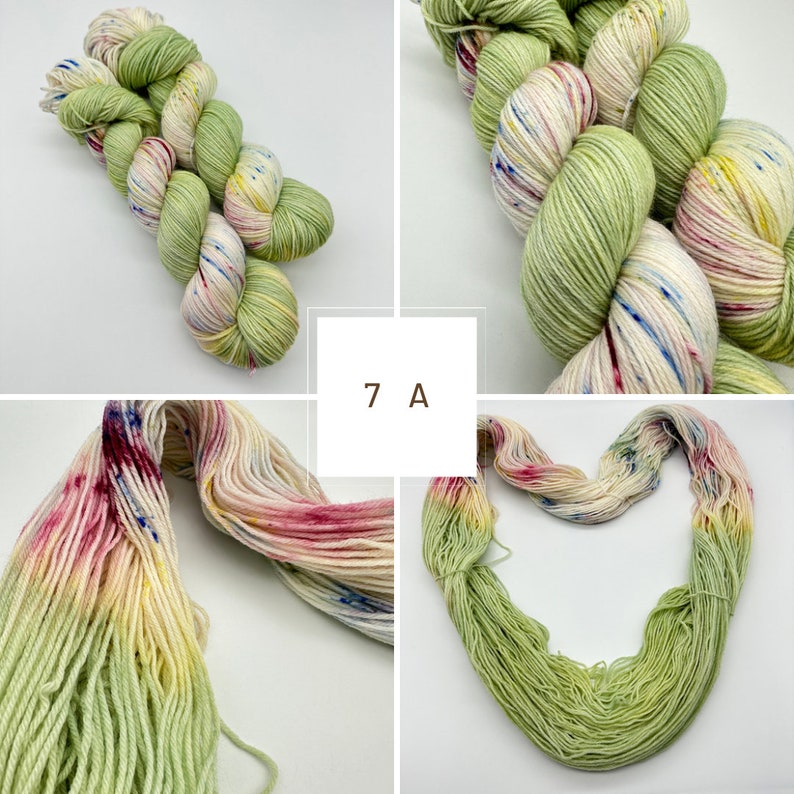 Handgefärbte Sockenwolle, 4-fach Wolle, extrafein Merino, je 100g, Nr. 7A Bild 5