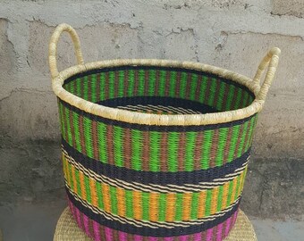 Short clothes basket with handle| blanket storage hamper| laundromat storage basket| grass woven laundry basket| eco-friendly storage basket