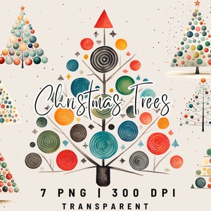7 PNG Geometrische Weihnachtsbaum Clipart, Vintage Weihnachtsbaum, Weihnachtsbaum Kreise, Kartenherstellung