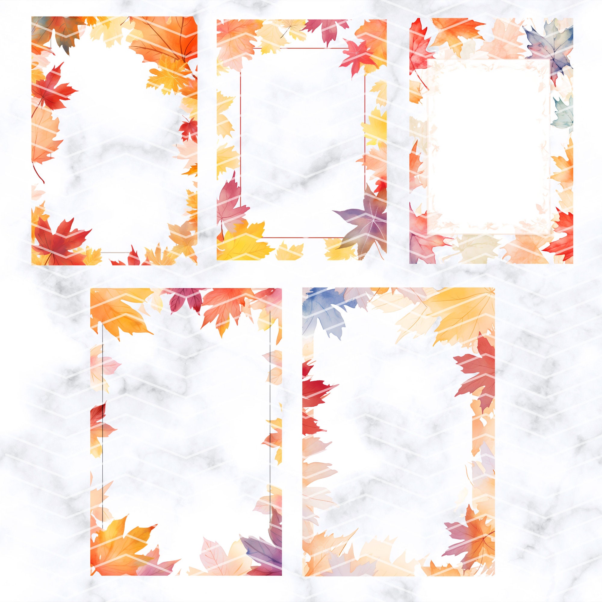 Watercolor Fall Frames Clipart, Autumn Clipart Bundle, Maple Leaf Frame ...